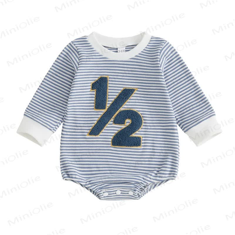 1/2 Baby Striped Number Bodysuit - Blue - 6-12M - image 2