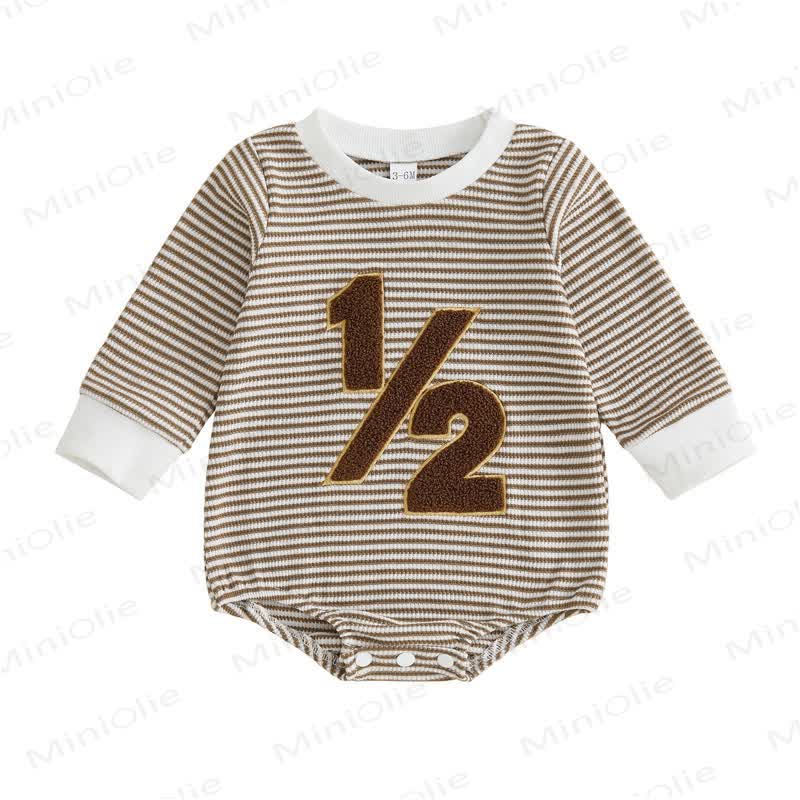 1/2 Baby Striped Number Bodysuit - Khaki - 6-12M - image 4