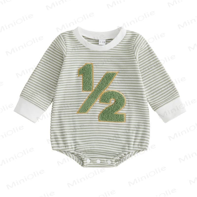 1/2 Baby Striped Number Bodysuit - Green - 6-12M - image 6