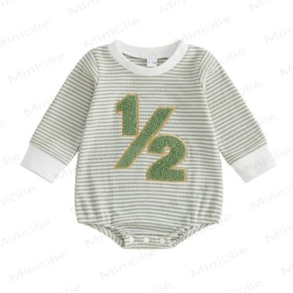1/2 Baby Striped Number Bodysuit - Green - 6-12M - image 6