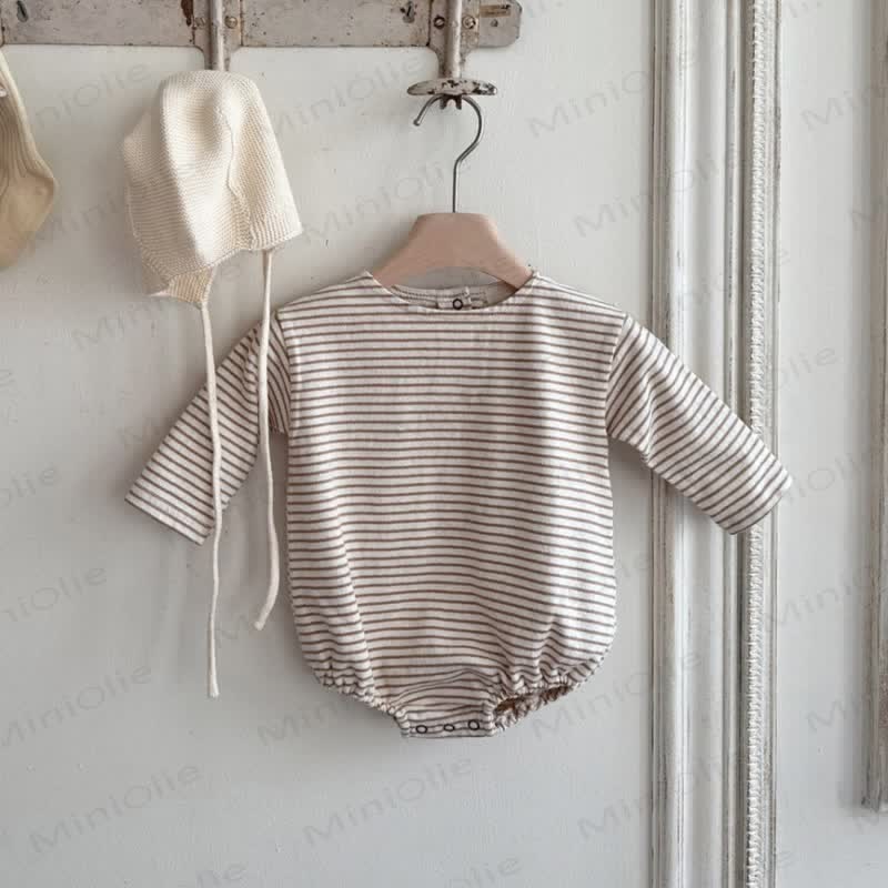 Baby Stripe Long Sleeve Bodysuit - Brown - 18-24M - image 4