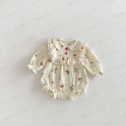 Baby Strawberry Ruffle Collar Bodysuit - image 3
