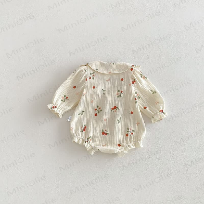 Baby Strawberry Ruffle Collar Bodysuit - image 4
