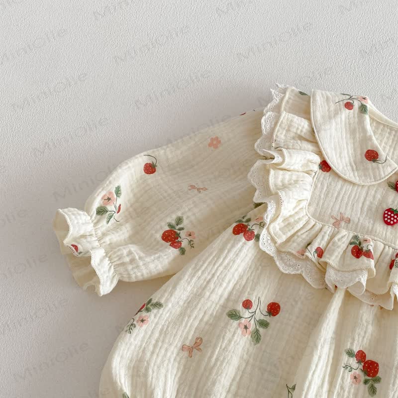 Baby Strawberry Ruffle Collar Bodysuit - image 6