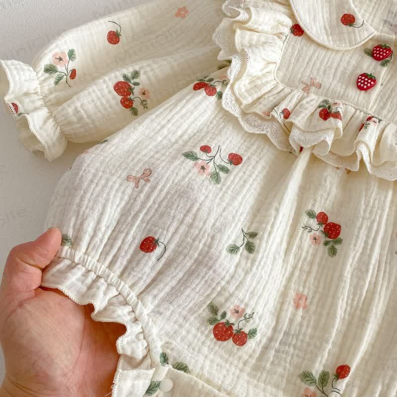 Baby Strawberry Ruffle Collar Bodysuit - image 8