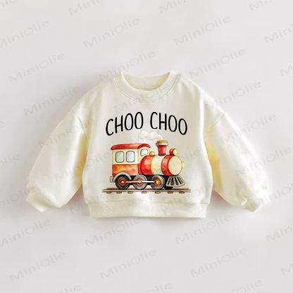 CHOO CHOO Baby Toddler Train Cream Sweatshirt - Cream - 3-5T - image 1