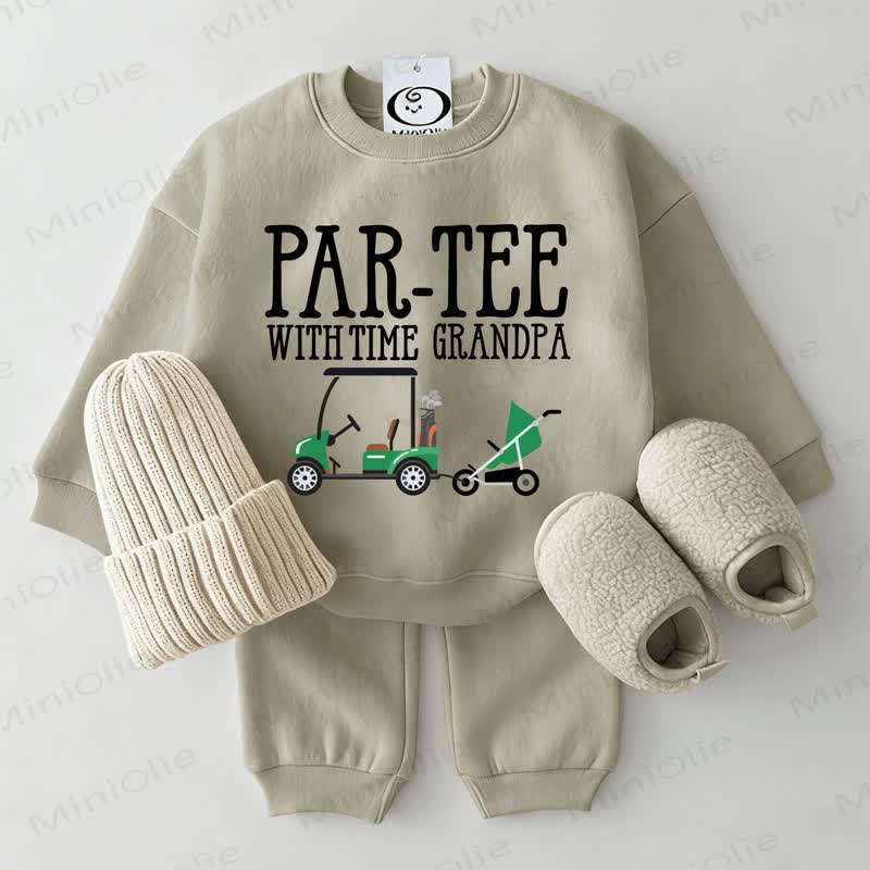 PAR-TEE WITH TIME GRANDPA Baby Sweatshirt 2-piece Grey Green Set - Grey Green - 2-3T - image 1