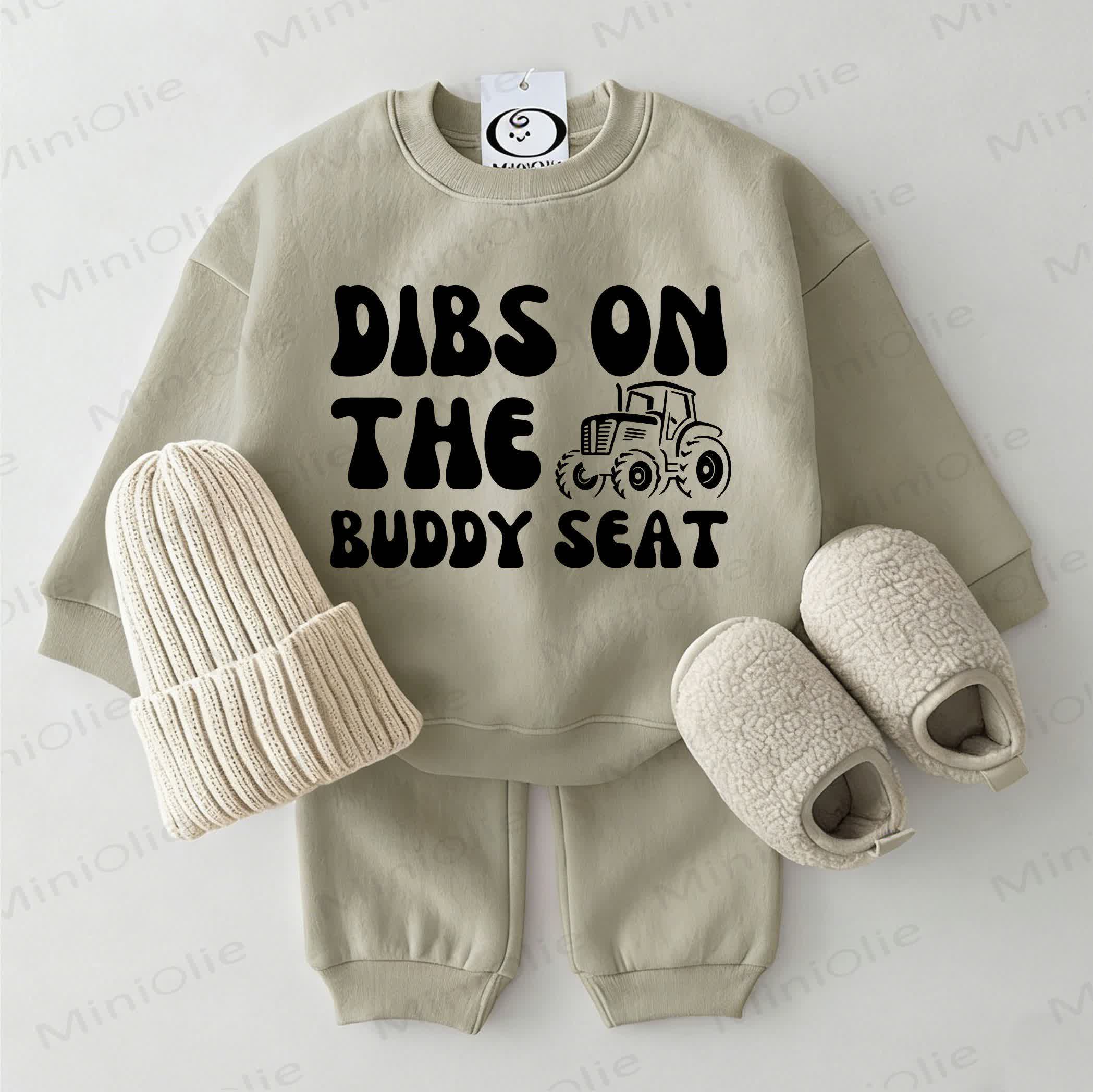 DIBS ON THE BUDDY SEAT Baby Sweatshirt 2-piece Grey Green Set - Grey Green - 2-3T - image 1