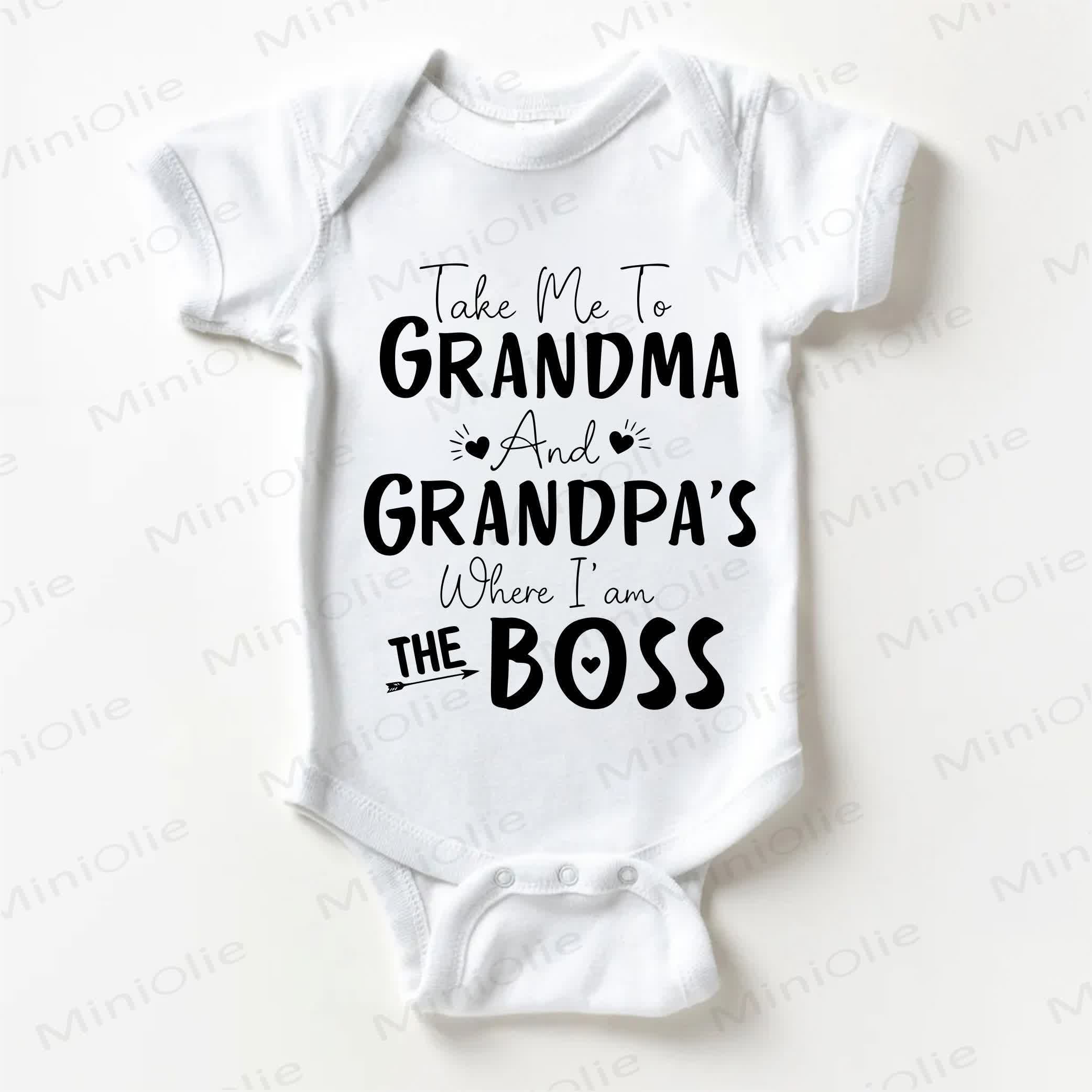 TAKE ME TO GRANDMA AND GRANDPA'S WHERE I AM THE BOSS Baby White Bodysuit - White - 18-24M - image 1