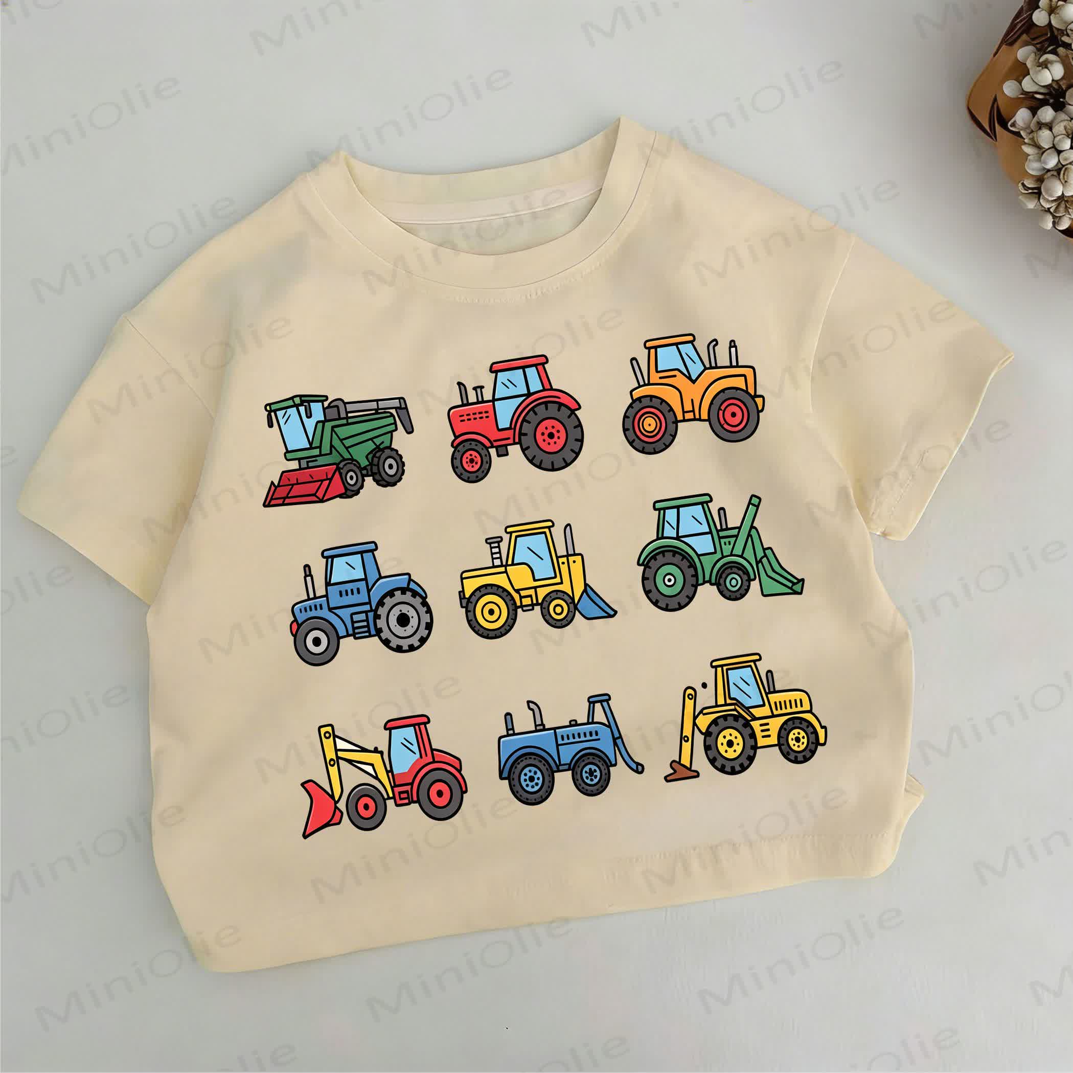 Toddler Boys Vehicle Print Khaki T-shirt - Khaki - 6-7T - image 1