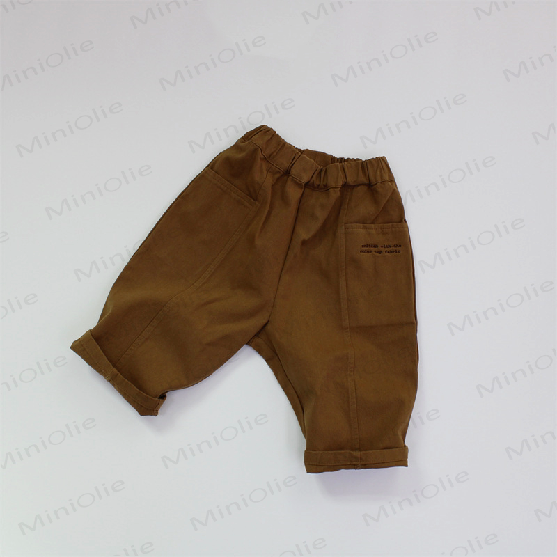 Toddler Embroidered Letters Solid Color Relaxed Pants - Brown - 8-9T - image 3