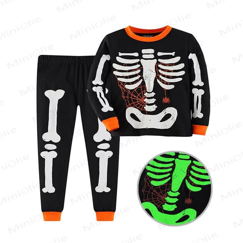 Toddler Glow In The Dark Skeleton Lounge Set - Spider Web - 8Y - image 2