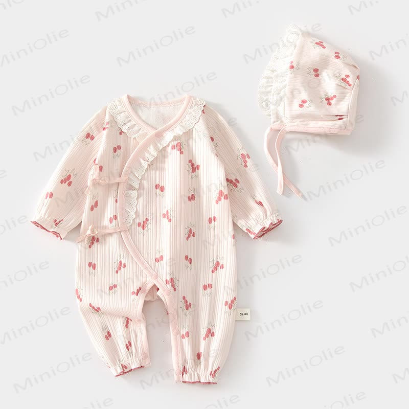 Baby Lace Collar Ribbed Romper - Pink - 3-6M - image 3