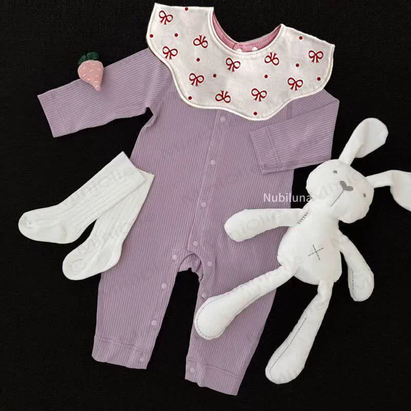 Baby Ribbed Snap Front Romper - image 3