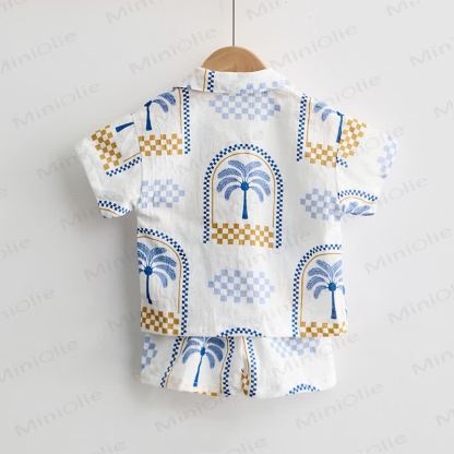 Baby Toddler Tree Print Check Shirt and Shorts 2-piece Set - image 3