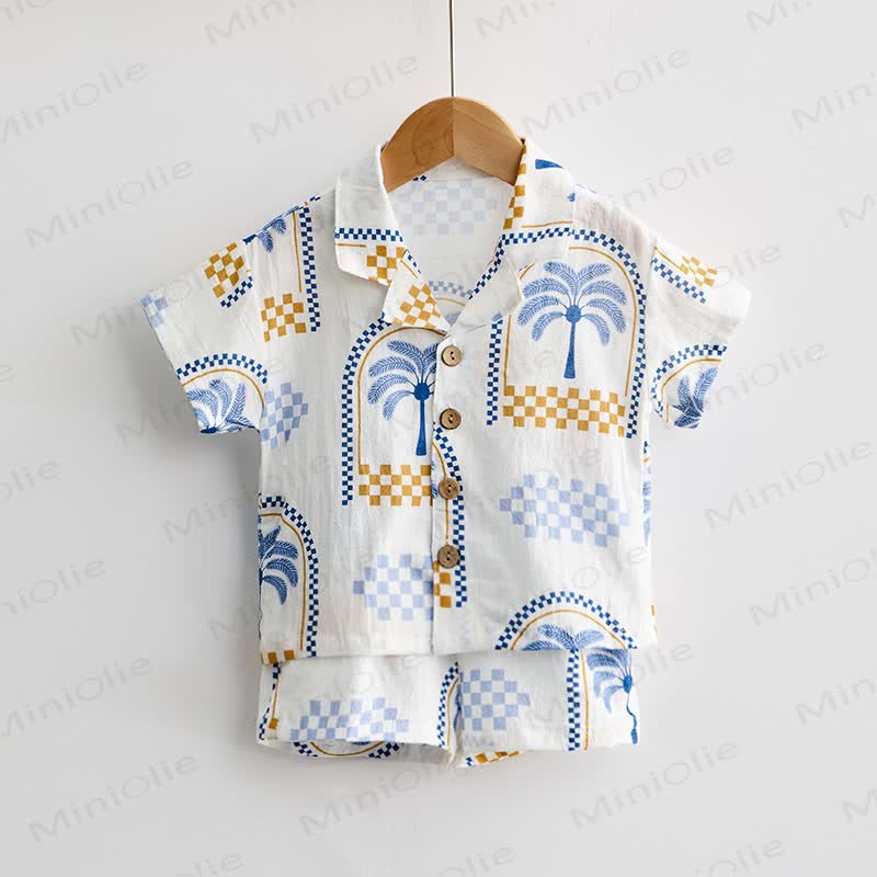 Baby Toddler Tree Print Check Shirt and Shorts 2-piece Set - image 2