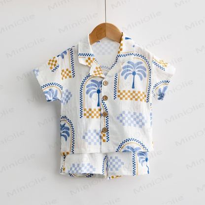 Baby Toddler Tree Print Check Shirt and Shorts 2-piece Set - image 2