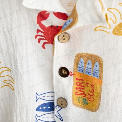 Baby Toddler White Ocean Shirt and Shorts 2-piece Set - image 7