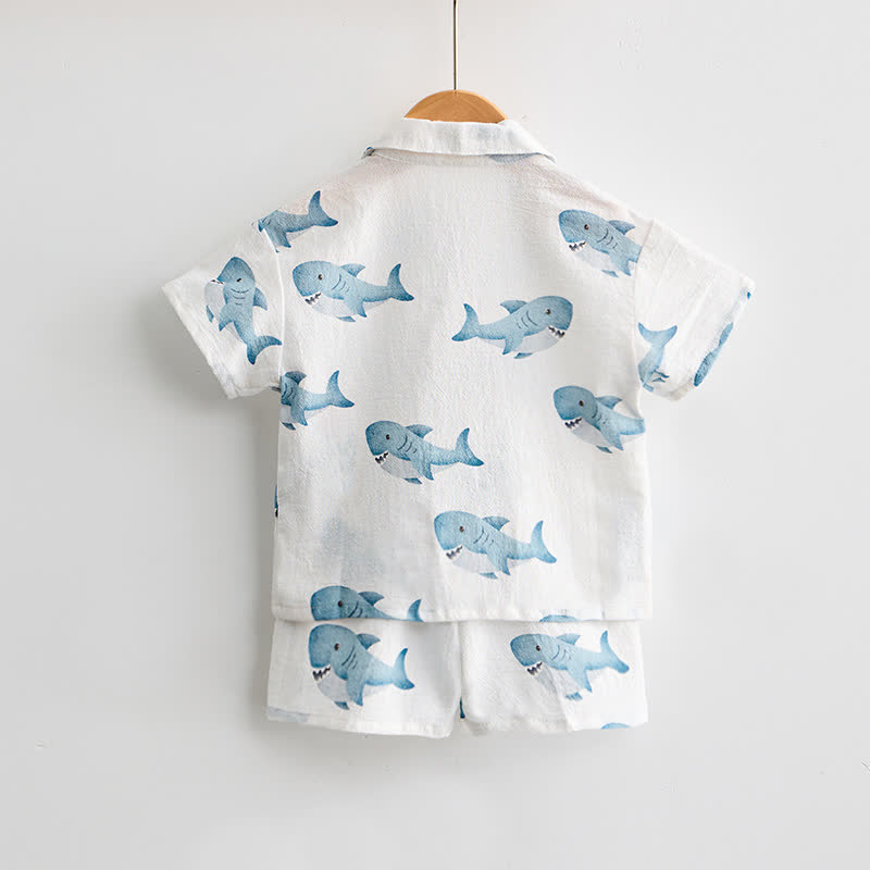 Baby Toddler Shark Print Shirt and Shorts 2-piece Set - image 3