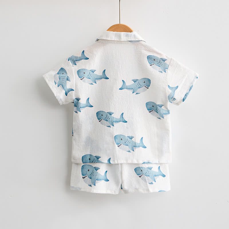 Baby Toddler Shark Print Shirt and Shorts 2-piece Set - image 3