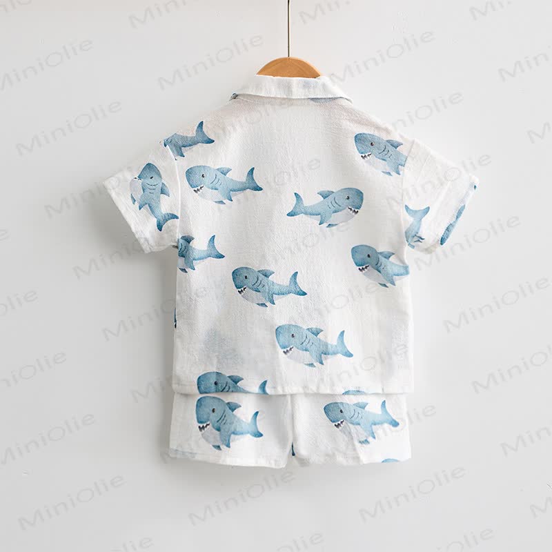 Baby Toddler Shark Print Shirt and Shorts 2-piece Set - image 3