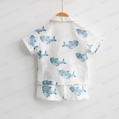 Baby Toddler Shark Print Shirt and Shorts 2-piece Set - image 3