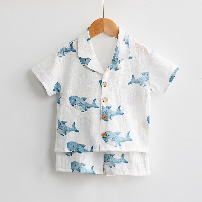 Baby Toddler Shark Print Shirt and Shorts 2-piece Set - image 2