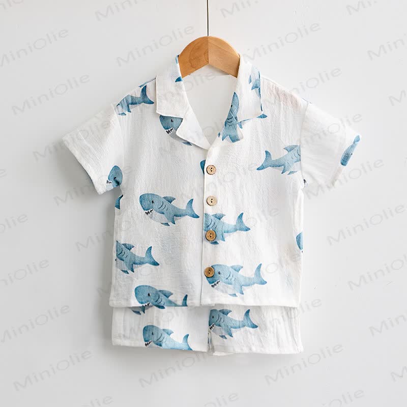 Baby Toddler Shark Print Shirt and Shorts 2-piece Set - image 2