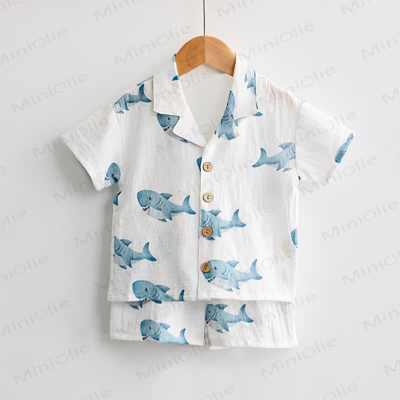 Baby Toddler Shark Print Shirt and Shorts 2-piece Set - image 2