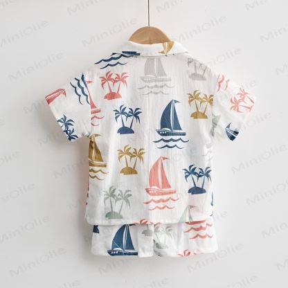 Baby Toddler Sailboat Shirt and Shorts 2-piece Set - image 3