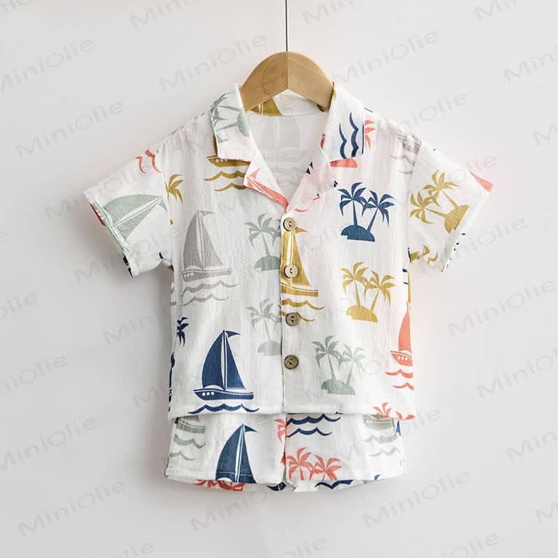 Baby Toddler Sailboat Shirt and Shorts 2-piece Set - image 2