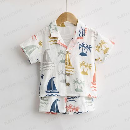 Baby Toddler Sailboat Shirt and Shorts 2-piece Set - image 2