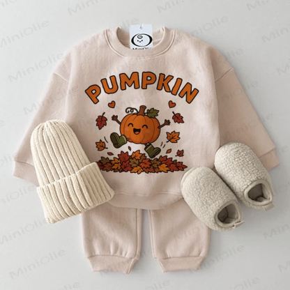 PUMPKIN Baby Maple Sweatshirt 2-piece Set - Beige - 2-3T - image 1