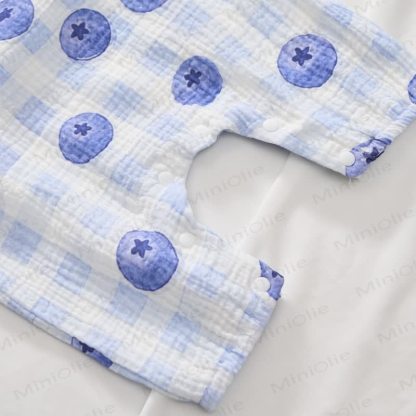 Baby Girl Blueberry Checkerboard Romper with Hat - image 3