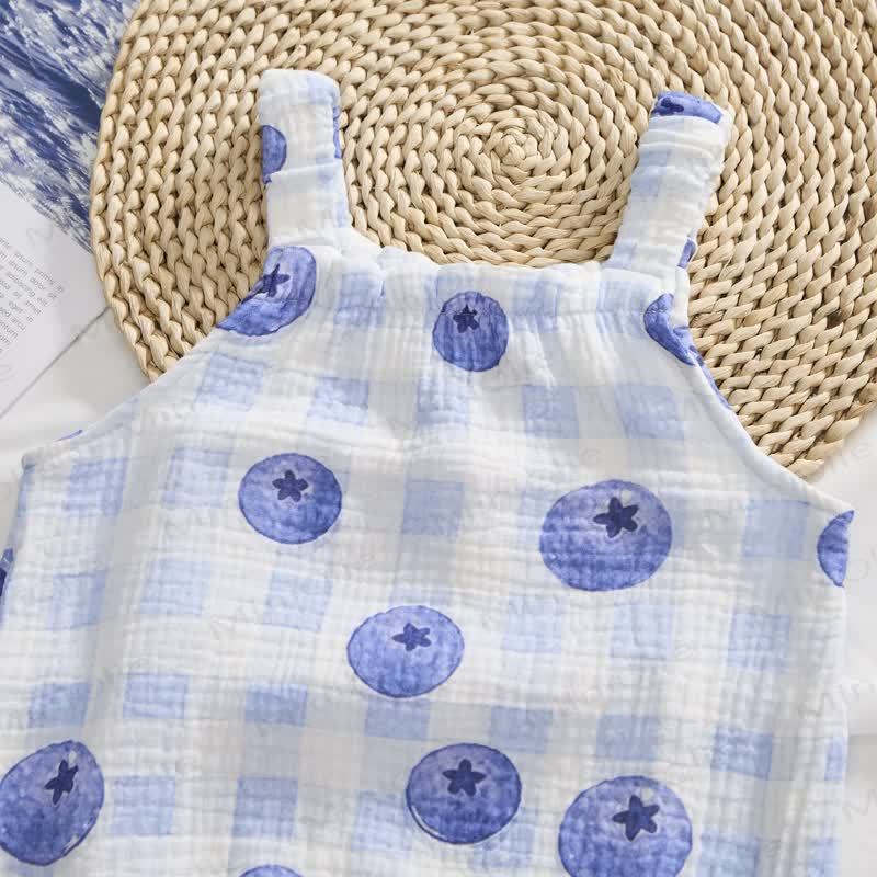 Baby Girl Blueberry Checkerboard Romper with Hat - image 8