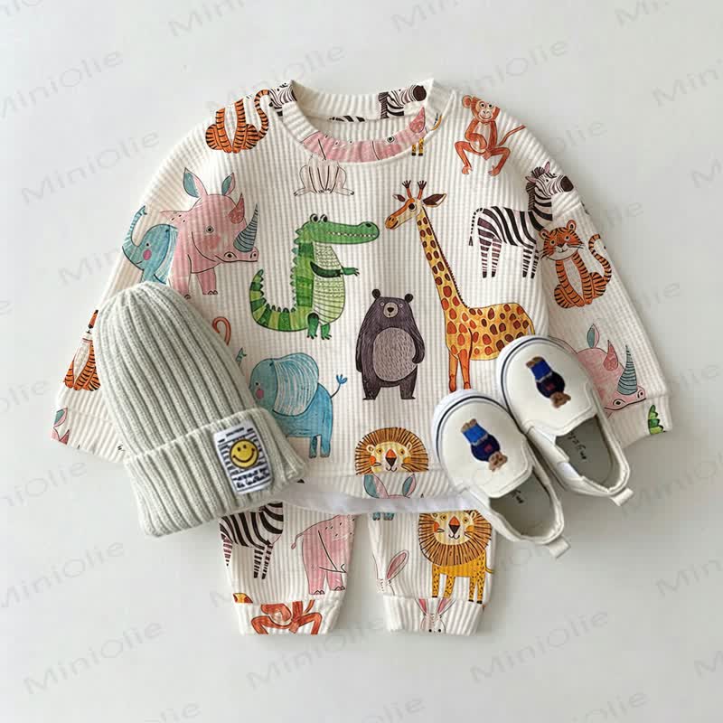 Baby Animal Print Waffle 2-piece Set - image 2