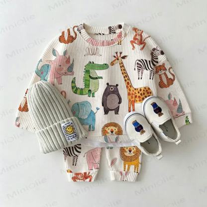 Baby Animal Print Waffle 2-piece Set - image 2