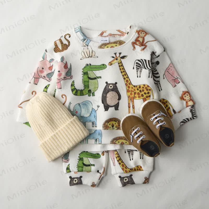 Baby Animal Print Waffle 2-piece Set - image 8