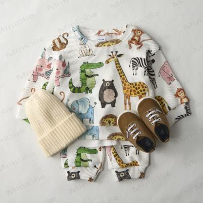 Baby Animal Print Waffle 2-piece Set - image 8