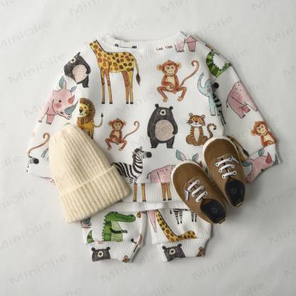 Baby Animal Print Waffle 2-piece Set - image 10