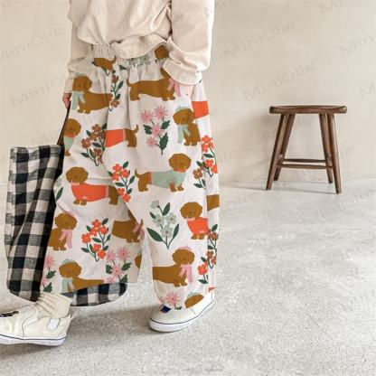 Baby Dachshund & Flower Beige Pants - Beige - 2-3T - image 1