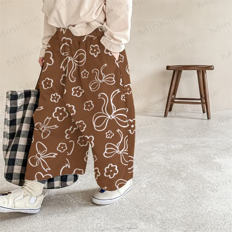 Baby Bow and Flower Brown Pants - Brown - 2-3T - image 1
