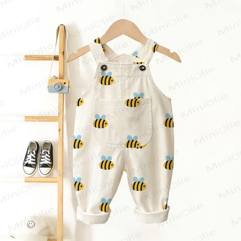 Baby Toddler Bee Beige Overalls - Beige - 3-5T - image 1