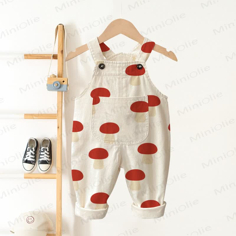 Baby Toddler Mushroom Beige Overalls - Beige - 3-5T - image 1