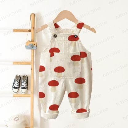 Baby Toddler Mushroom Beige Overalls - Beige - 3-5T - image 1