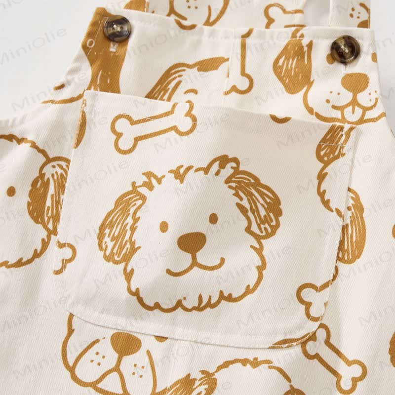 Baby Toddler White Dog and Bone Pocket Overalls - image 5
