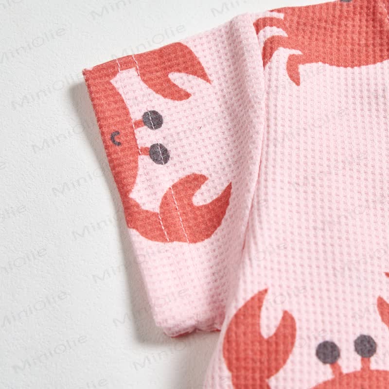 Baby Pink Crab Waffle Tee and Shorts 2-piece Set - image 4