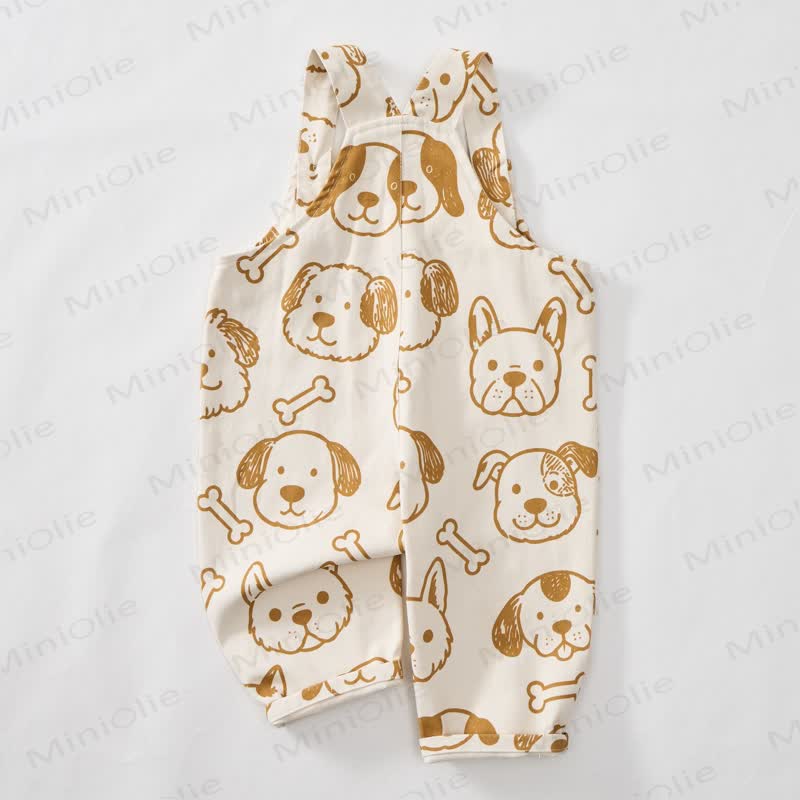 Baby Toddler White Dog and Bone Pocket Overalls - image 3