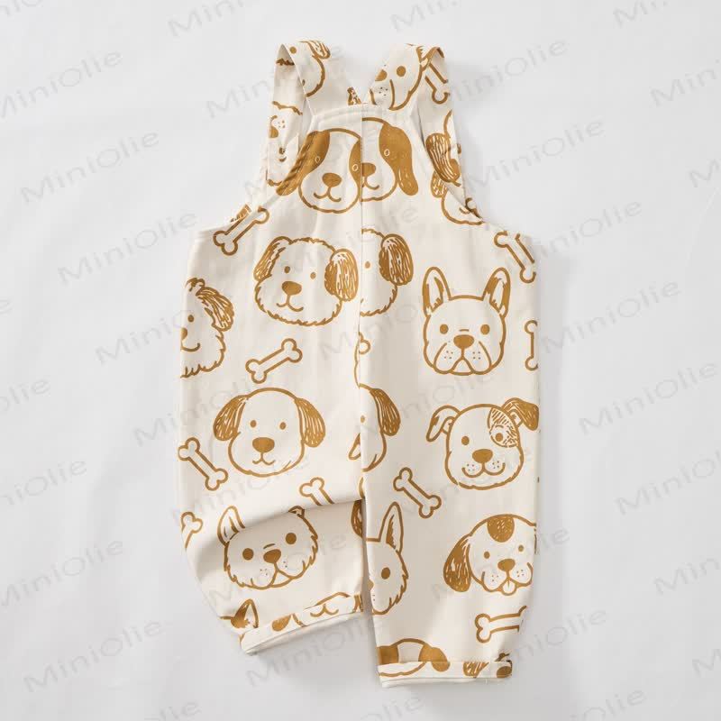 Baby Toddler White Dog and Bone Pocket Overalls - image 3