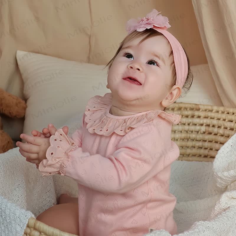 Baby Ruffle Collar Long Sleeve Solid Color Bodysuit - image 12